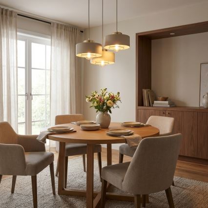 Brilagi - Cable-Suspended Pendant Light SPRING 3xE27/60W/230V Beige/Gold