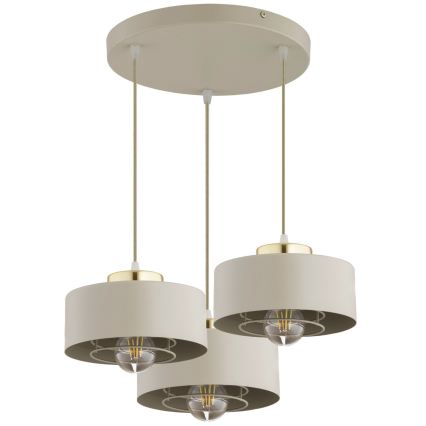 Brilagi - Cable-Suspended Pendant Light SPRING 3xE27/60W/230V Beige/Gold