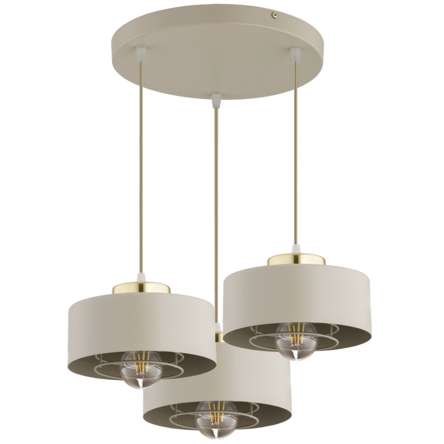 Brilagi - Cable-Suspended Pendant Light SPRING 3xE27/60W/230V Beige/Gold