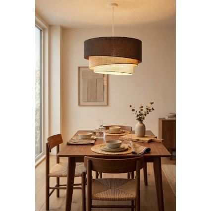Brilagi - Cable-suspended pendant light TRIO 3xE27/60W/230V Ø 60 cm brown/beige/white