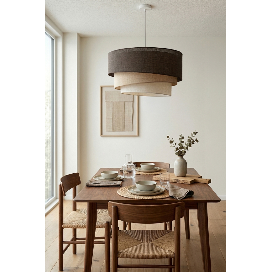 Brilagi - Cable-suspended pendant light TRIO 3xE27/60W/230V Ø 60 cm brown/beige/white
