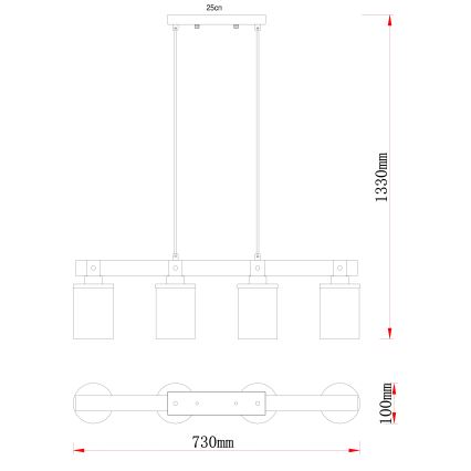 Brilagi - Cable-suspended pendant light VISTA 4xE27/60W/230V oak