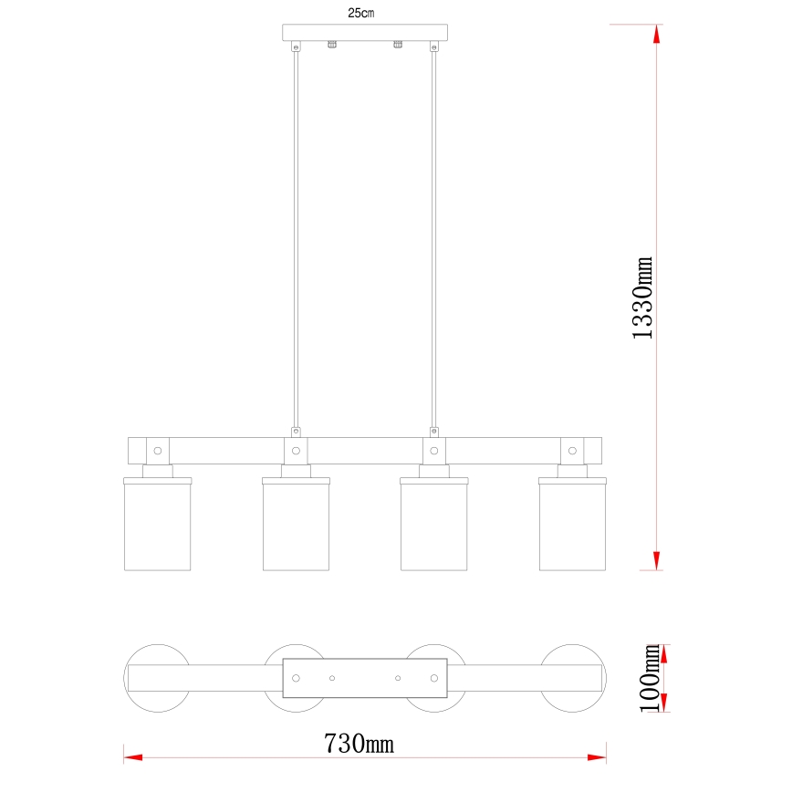 Brilagi - Cable-suspended pendant light VISTA 4xE27/60W/230V oak
