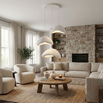 Brilagi - Cable-suspended pendant LUNA 3xE27/40W/230V Ø 82 cm white