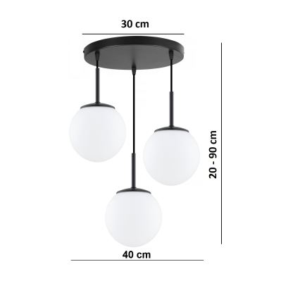 BRILAGI - Cable-suspended pendant MILO 3xE27/60W/230V black