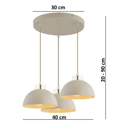 Brilagi - Cable-suspended pendant, MOON 3x E27/60W/230V, beige/gold