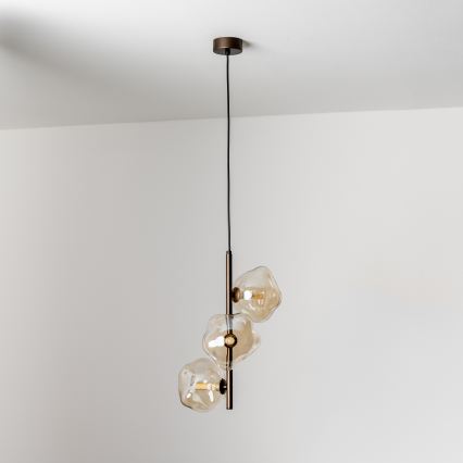 BRILAGI - Cable-suspended pendant VULCANO 3xG9/8W/230V bronze/smoky beige