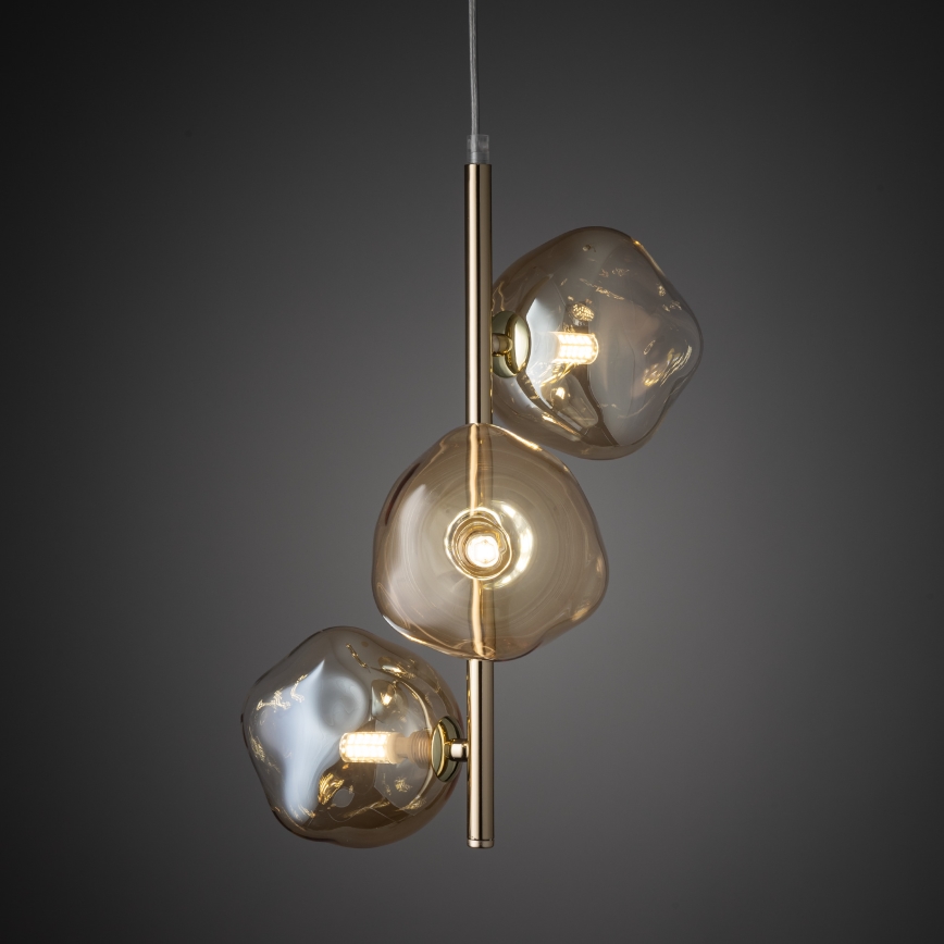 Brilagi - Cable-suspended pendant VULCANO 3xG9/8W/230V gold/smoky beige