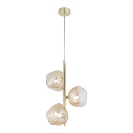 Brilagi - Cable-suspended pendant VULCANO 3xG9/8W/230V gold/smoky beige
