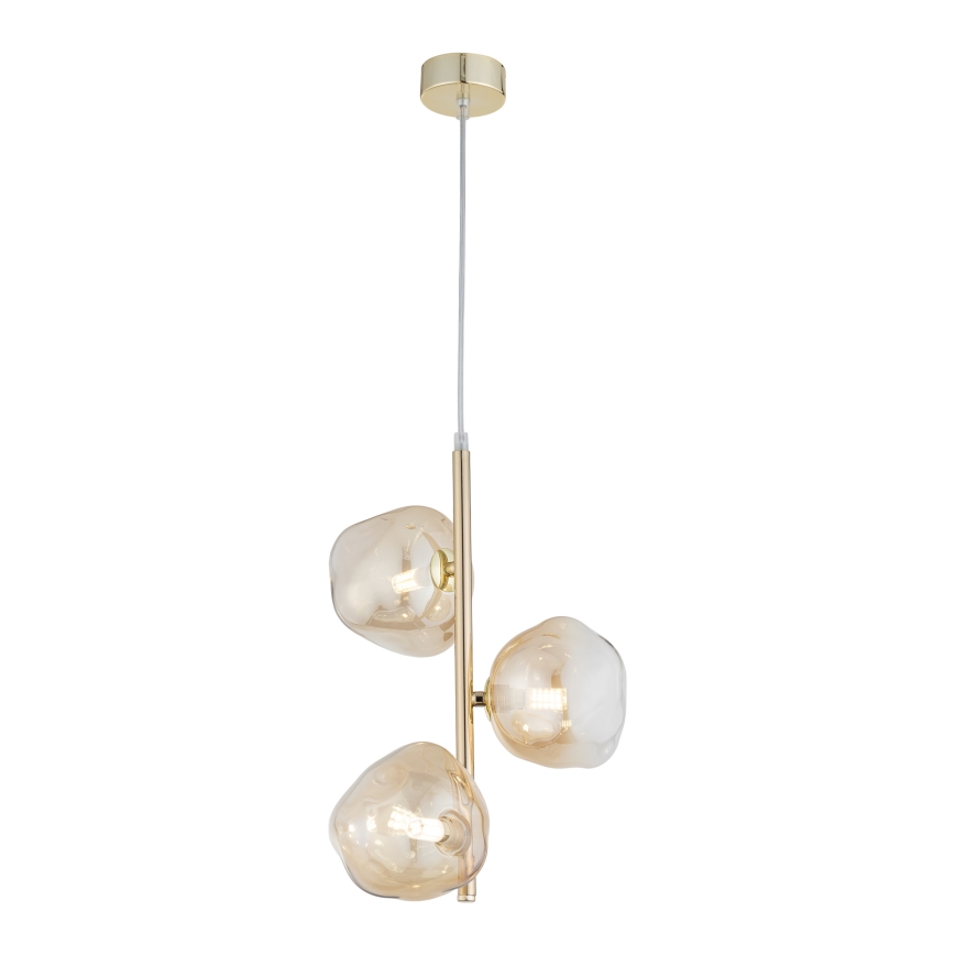 Brilagi - Cable-suspended pendant VULCANO 3xG9/8W/230V gold/smoky beige