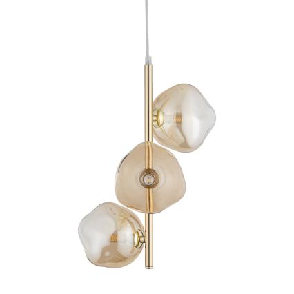Brilagi - Cable-suspended pendant VULCANO 3xG9/8W/230V gold/smoky beige