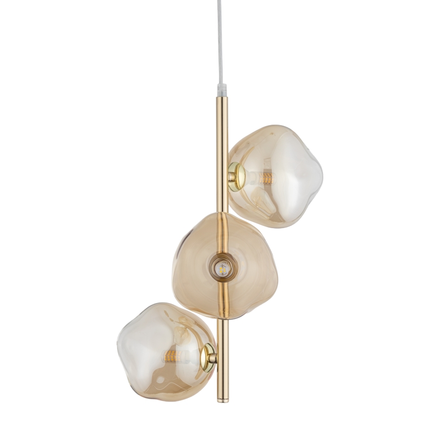 Brilagi - Cable-suspended pendant VULCANO 3xG9/8W/230V gold/smoky beige