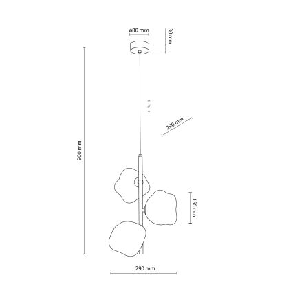 Brilagi - Cable-suspended pendant VULCANO 3xG9/8W/230V gold/smoky beige