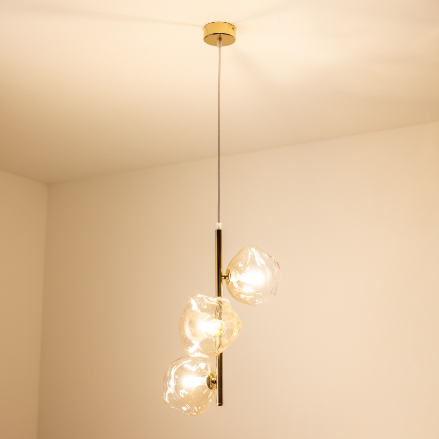 BRILAGI - Cable-suspended pendant VULCANO 3xG9/8W/230V gold/smoky beige