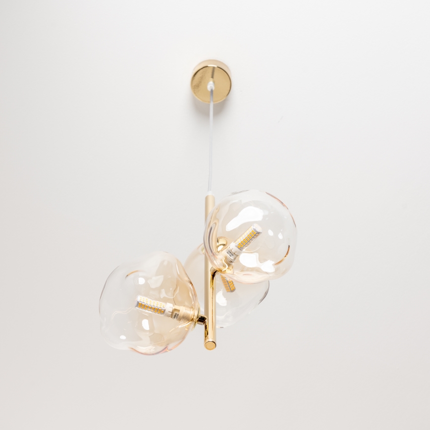 BRILAGI - Cable-suspended pendant VULCANO 3xG9/8W/230V gold/smoky beige