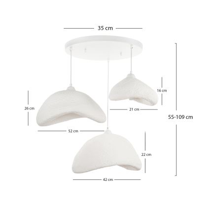 Brilagi - Cable-suspended pendant WABI SABI 3xE27/40W/230V Ø 82 cm white