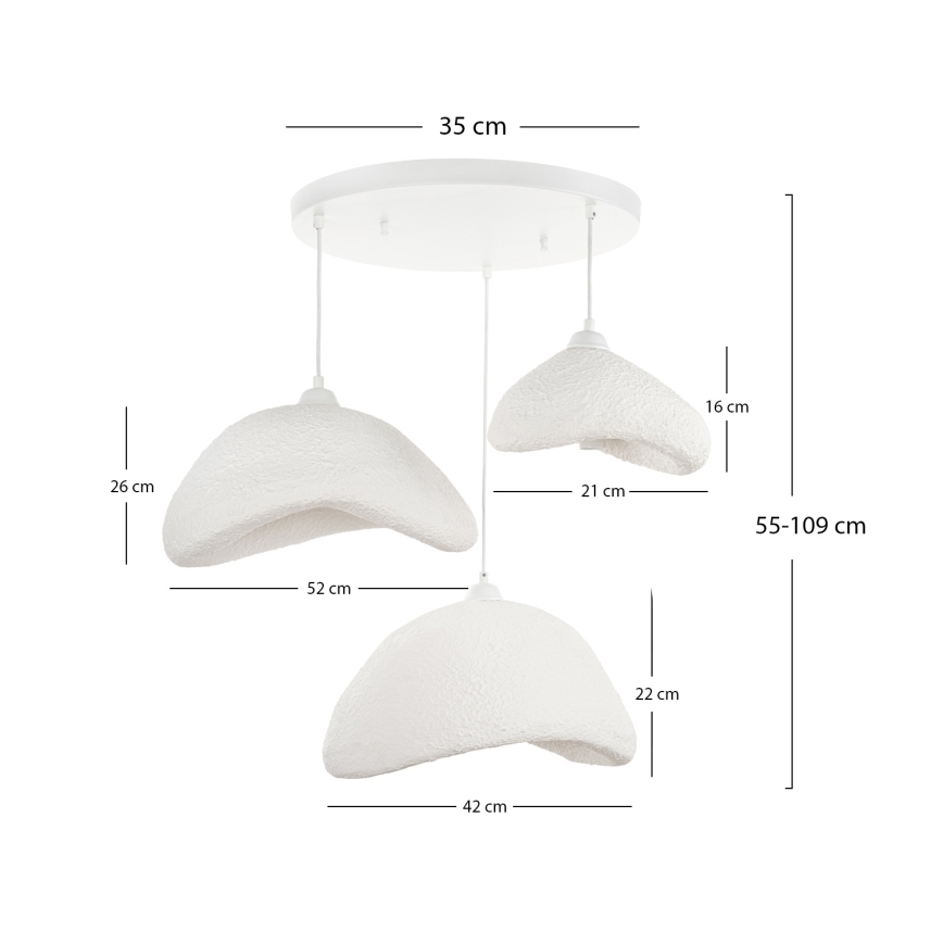 Brilagi - Cable-suspended pendant WABI SABI 3xE27/40W/230V Ø 82 cm white