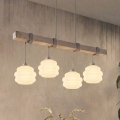 BRILAGI - Cable-suspended pendant WOOD GLASS 4xE27/60W/230V pine/gray/white