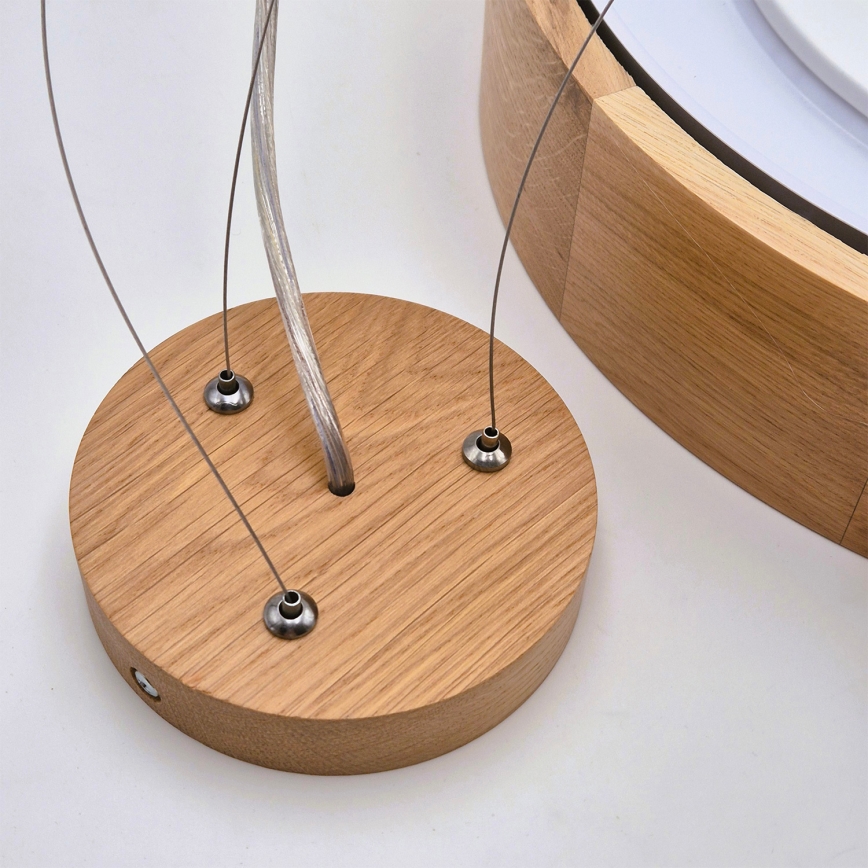 Brilagi - Dimmable LED RGBW Cable-Suspended Pendant CARVALHO 2xE27/15W/230V 2700-6500K Wi-Fi Oak Ø 37 cm