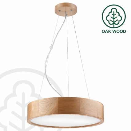 Brilagi - Dimmable LED RGBW Cable-Suspended Pendant CARVALHO 2xE27/15W/230V 2700-6500K Wi-Fi Oak Ø 37 cm