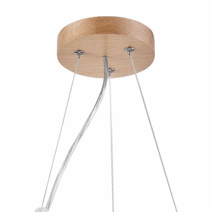 Brilagi - Dimmable LED RGBW Cable-Suspended Pendant CARVALHO 2xE27/15W/230V 2700-6500K Wi-Fi Oak Ø 37 cm