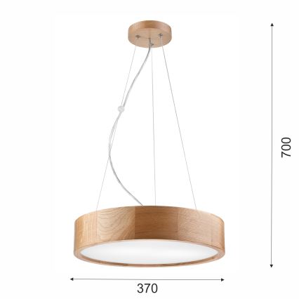 Brilagi - Dimmable LED RGBW Cable-Suspended Pendant CARVALHO 2xE27/15W/230V 2700-6500K Wi-Fi Oak Ø 37 cm