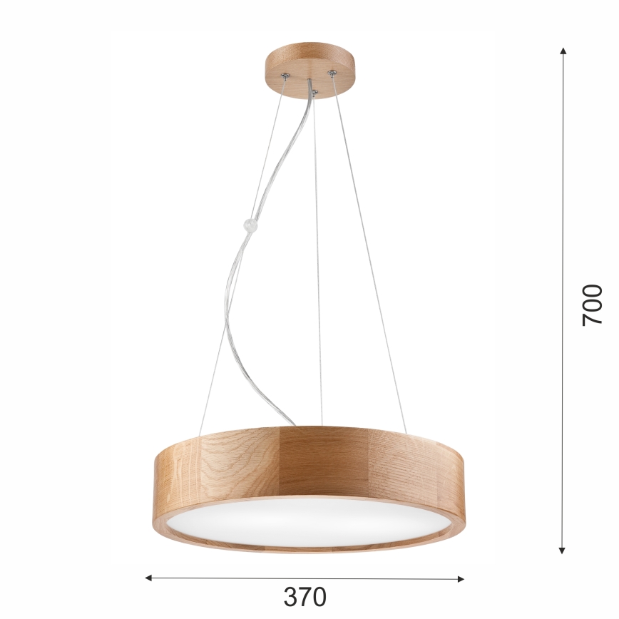 Brilagi - Dimmable LED RGBW Cable-Suspended Pendant CARVALHO 2xE27/9W/230V 2700-6500K Wi-Fi Oak Ø 37 cm