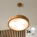 Brilagi - CARVALHO LED cable pendant light, 3x E27/60W/230V, oak, Ø 47.5 cm