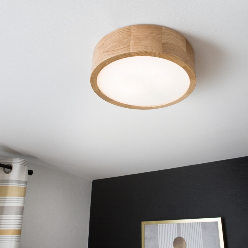 Brilagi - CARVALHO LED Ceiling Light 20W/230V, Oak, Ø 27.5 cm