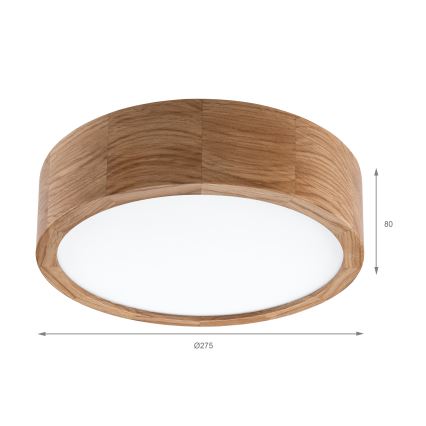 Brilagi - CARVALHO LED Ceiling Light 20W/230V, Oak, Ø 27.5 cm