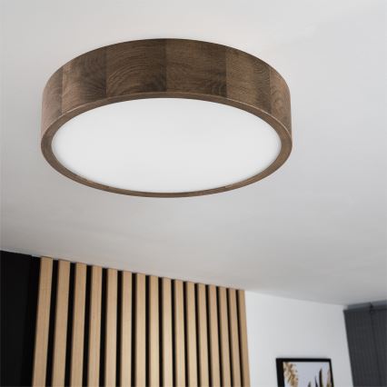 BRILAGI - CARVALHO LED Ceiling Light 2xE27/15W/230V Oak-Walnut Ø 37 cm
