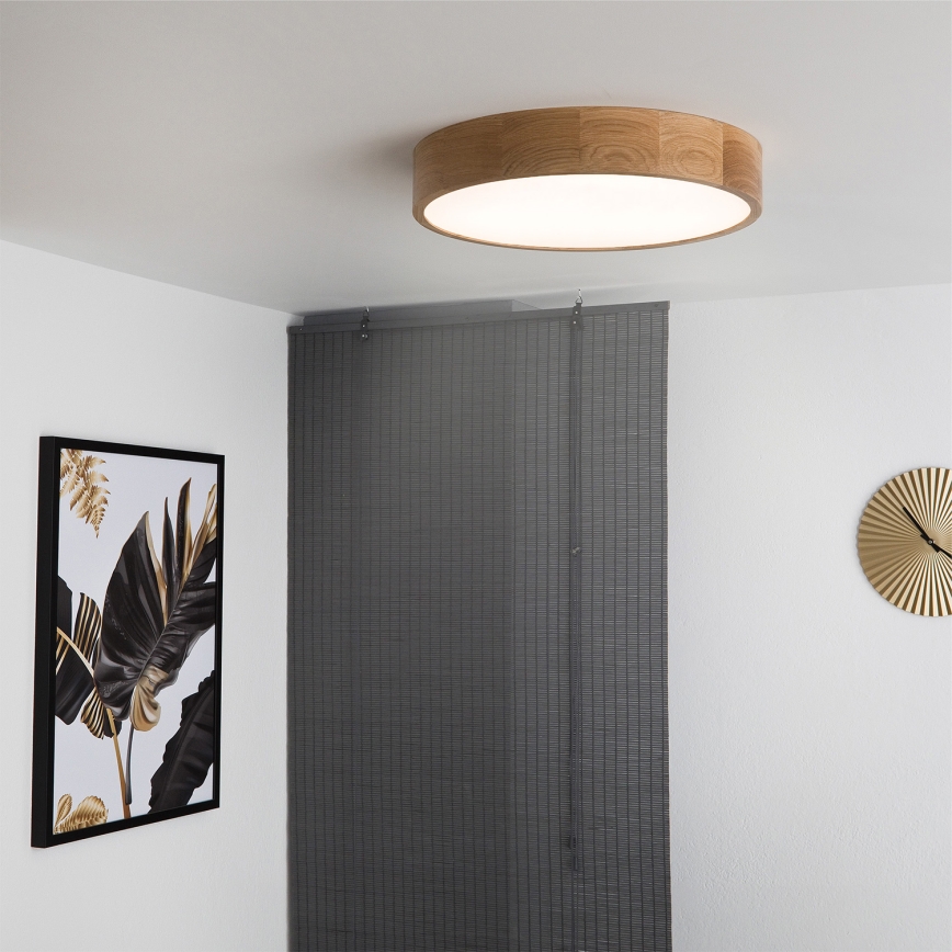 Brilagi - CARVALHO LED Ceiling Light, 36W/230V, Oak, Ø 47.5 cm