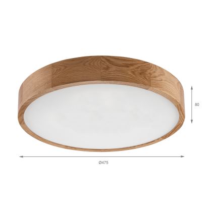 Brilagi - CARVALHO LED Ceiling Light, 36W/230V, Oak, Ø 47.5 cm