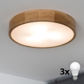 BRILAGI - CARVALHO LED ceiling light 3xE27/15W/230V, oak, Ø 47.5 cm
