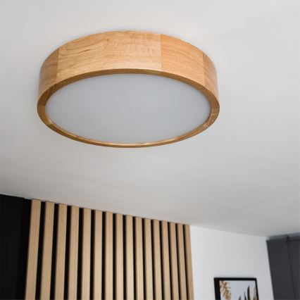 Brilagi - LED RGBW Dimmable Ceiling Light CARVALHO 2xE27/15W/230V 2700-6500K Wi-Fi Oak Ø 37.5 cm