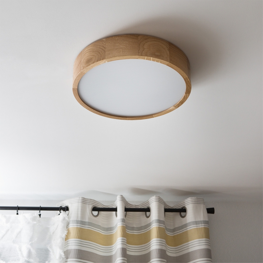 Brilagi - LED RGBW Dimmable Ceiling Light CARVALHO 2xE27/15W/230V 2700-6500K Wi-Fi Oak Ø 37.5 cm