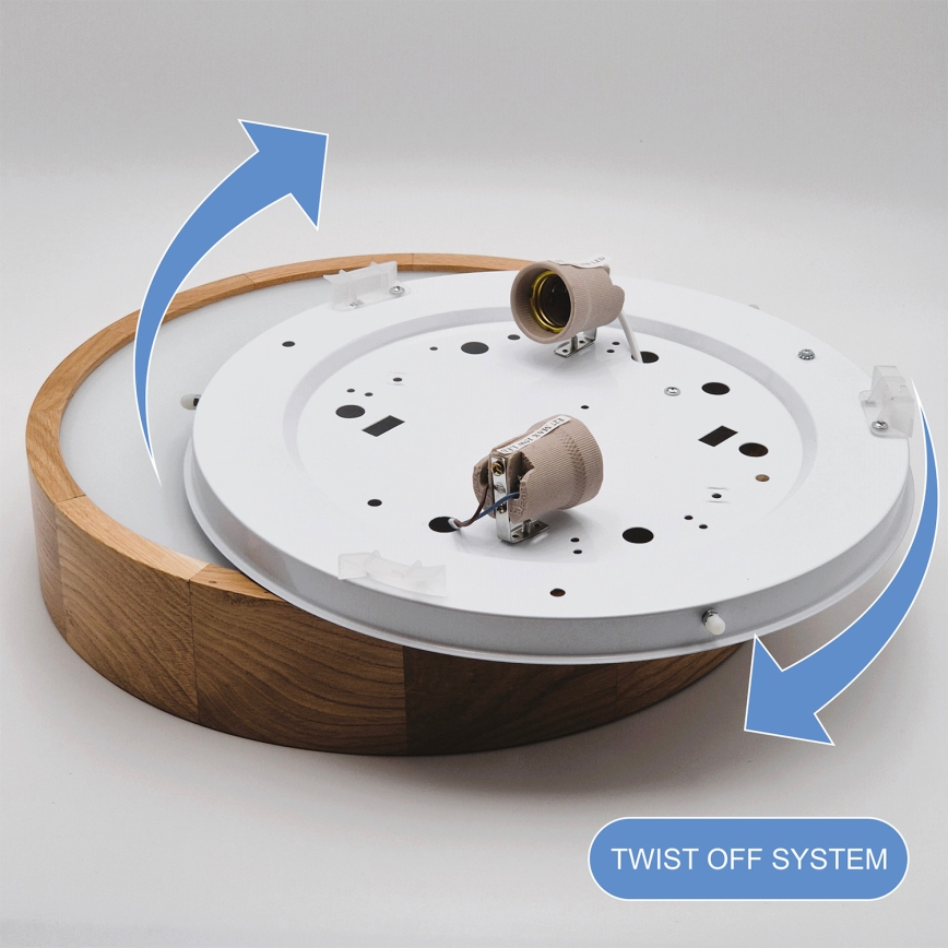 Brilagi - LED RGBW Dimmable Ceiling Light CARVALHO 2xE27/15W/230V 2700-6500K Wi-Fi Oak Ø 37.5 cm