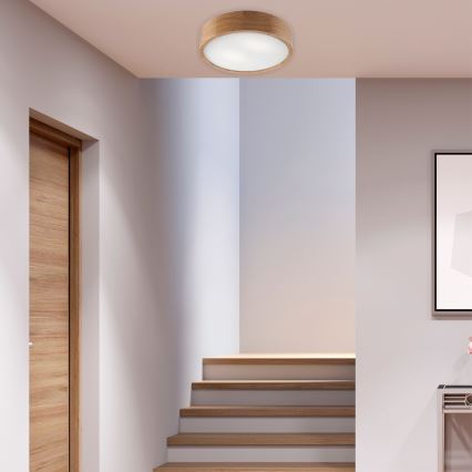 Brilagi - LED RGBW Dimmable Ceiling Light CARVALHO 2xE27/9W/230V 2700-6500K Wi-Fi Oak Ø 37.5 cm