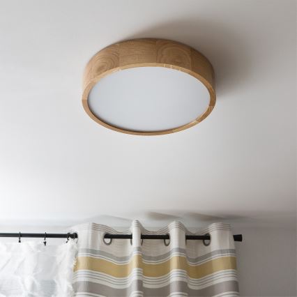 Brilagi - LED RGBW Dimmable Ceiling Light CARVALHO 2xE27/9W/230V 2700-6500K Wi-Fi Oak Ø 37.5 cm
