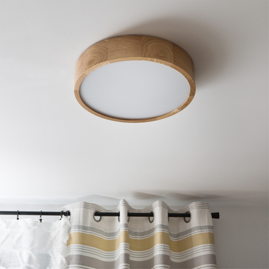 Brilagi - LED RGBW Dimmable Ceiling Light CARVALHO 2xE27/9W/230V 2700-6500K Wi-Fi Oak Ø 37.5 cm