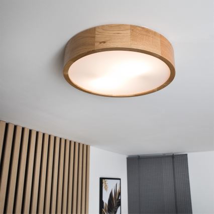 Brilagi - LED RGBW Dimmable Ceiling Light CARVALHO 2xE27/9W/230V 2700-6500K Wi-Fi Oak Ø 37.5 cm