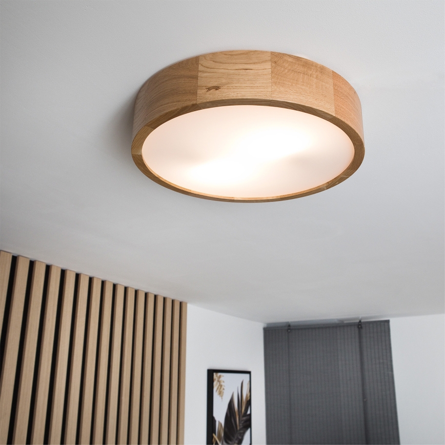 Brilagi - LED RGBW Dimmable Ceiling Light CARVALHO 2xE27/9W/230V 2700-6500K Wi-Fi Oak Ø 37.5 cm