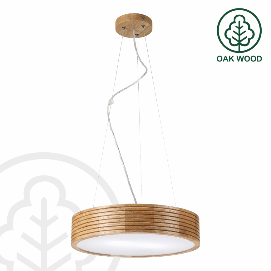 Brilagi - CARVALHO MODERN LED Cable Pendant 2xE27/60W/230V Oak Ø 37.5 cm
