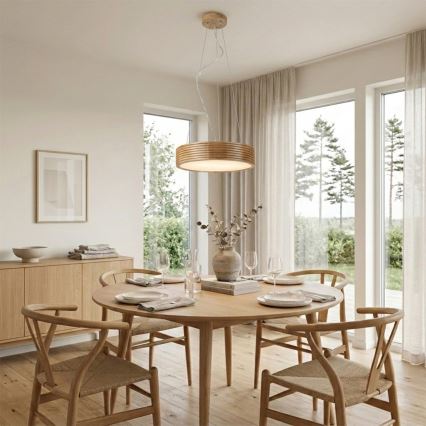 Brilagi - CARVALHO MODERN LED Cable Pendant 2xE27/60W/230V Oak Ø 37.5 cm