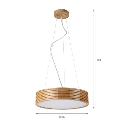 Brilagi - CARVALHO MODERN LED Cable Pendant 2xE27/60W/230V Oak Ø 37.5 cm