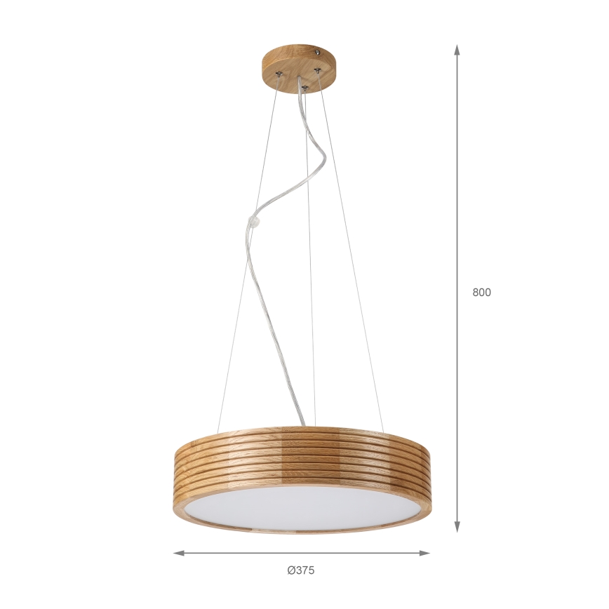 Brilagi - CARVALHO MODERN LED Cable Pendant 2xE27/60W/230V Oak Ø 37.5 cm