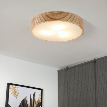 Brilagi - CARVALHO MODERN LED Ceiling Light 3xE27/60W/230V Ø 47.5 cm Oak