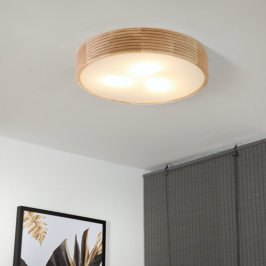 Brilagi - CARVALHO MODERN LED Ceiling Light 3xE27/60W/230V Ø 47.5 cm Oak
