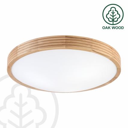 Brilagi - LED Ceiling Light CARVALHO MODERN SLIM 3xE27/60W/230V Ø 47.5 cm Oak