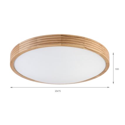 Brilagi - LED Ceiling Light CARVALHO MODERN SLIM 3xE27/60W/230V Ø 47.5 cm Oak